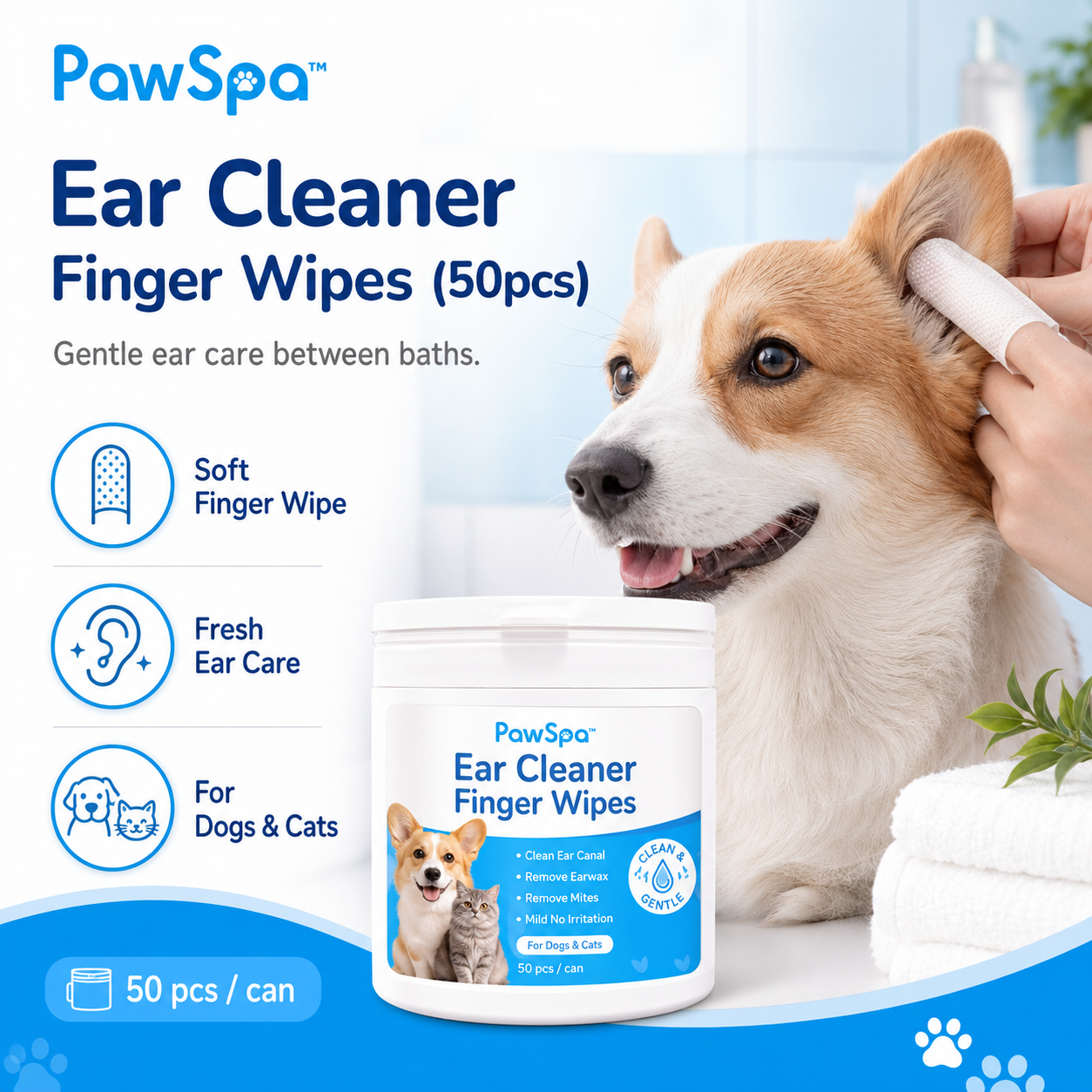 Ear Cleaner Finger Wipes (50pcs)
