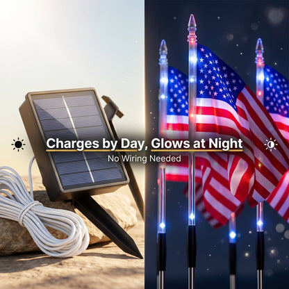 4th of July American Flag Solar Lights