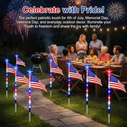 4th of July American Flag Solar Lights