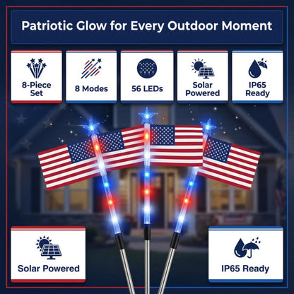 4th of July American Flag Solar Lights