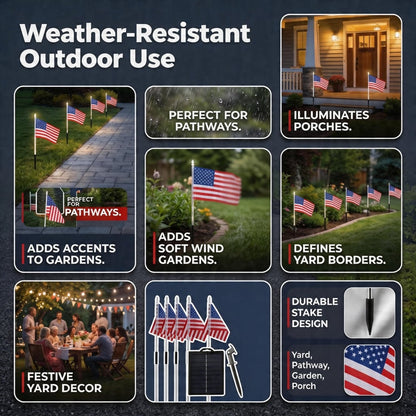 4th of July American Flag Solar Lights