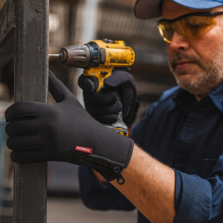 Thermal gloves in use