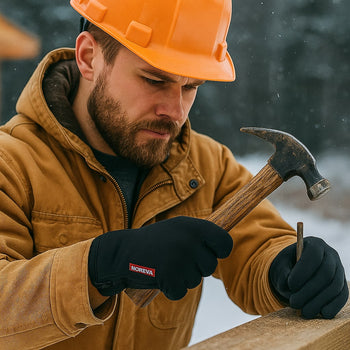 Thermal gloves in use